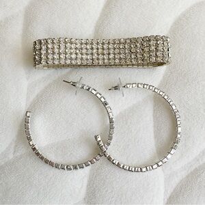 Rhinestone Bracelet & Earrings Set